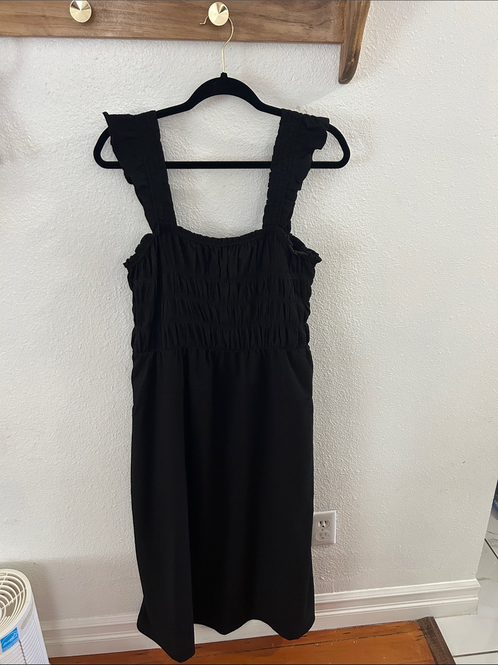 Old Navy Black Smocked Strap Midi Dress